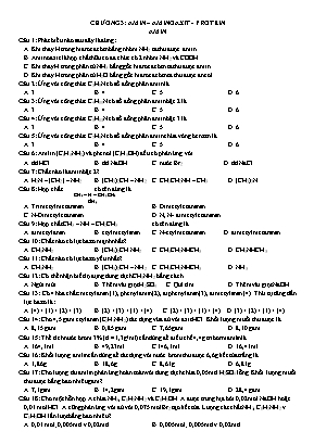 Bài tập môn Hóa học Lớp 12 - Chương 3 Amin  Aminoaxit - Protein